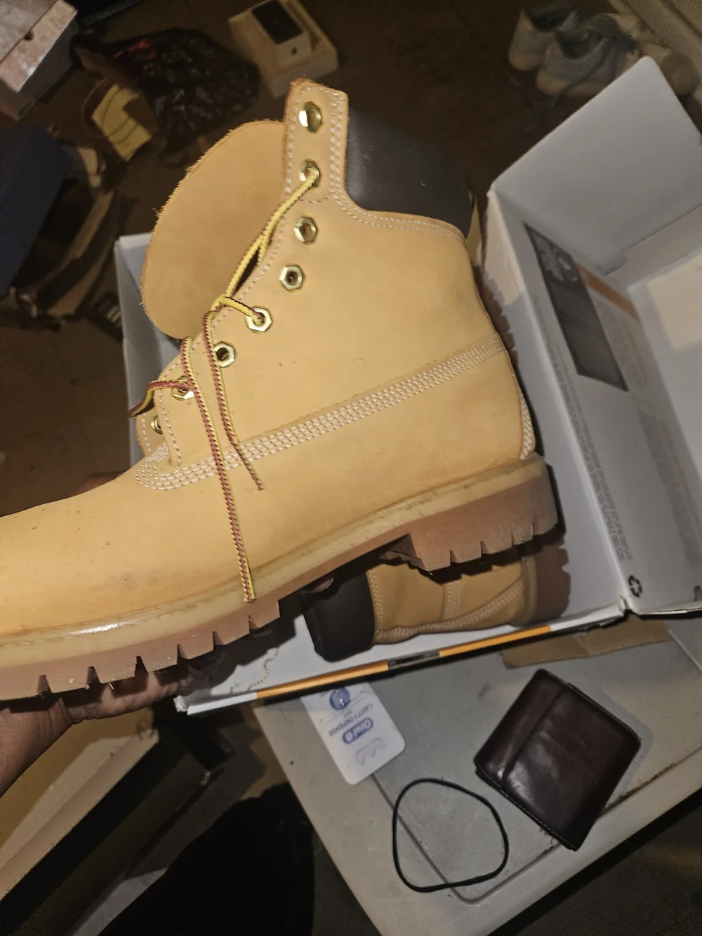 Timberland Men’s Wheat Nubuck Work Boots with Dark Brown Collar